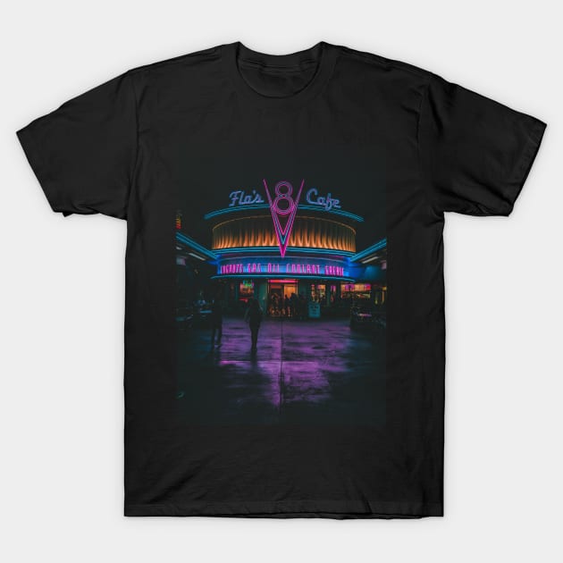 Neon Flas Cafe T-Shirt by enchantingants